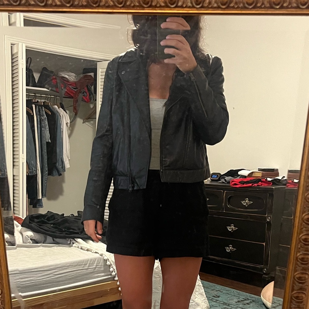 100% Lamb Leather Black Leather Jacket - Maha